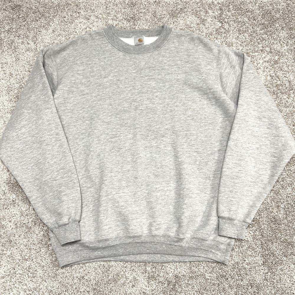 Vintage Carhartt Crewneck Sweatshirt Men Size XL Gray Spellout Work Grunge